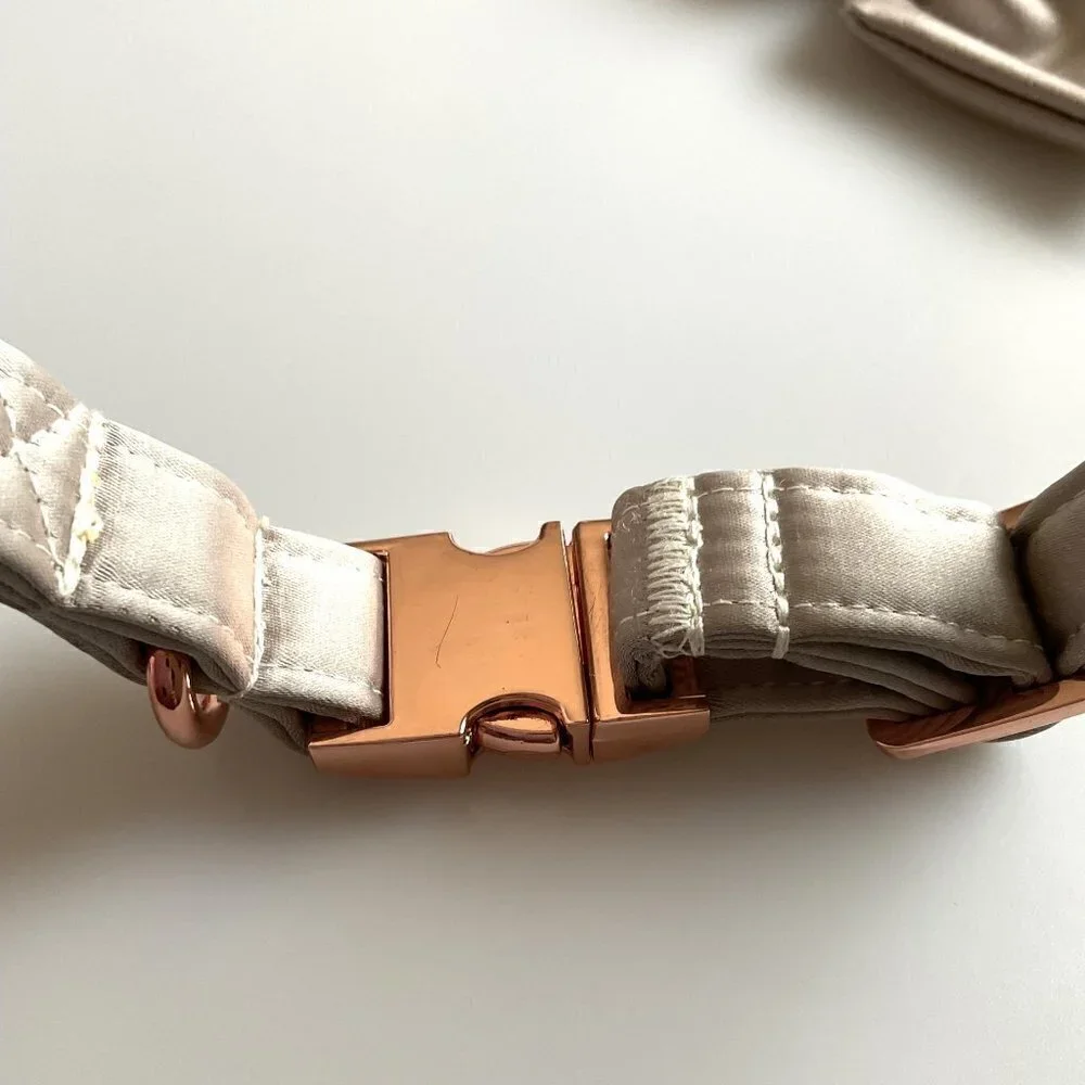 NEW Champagne Silk Bow Dog Collar Unisex